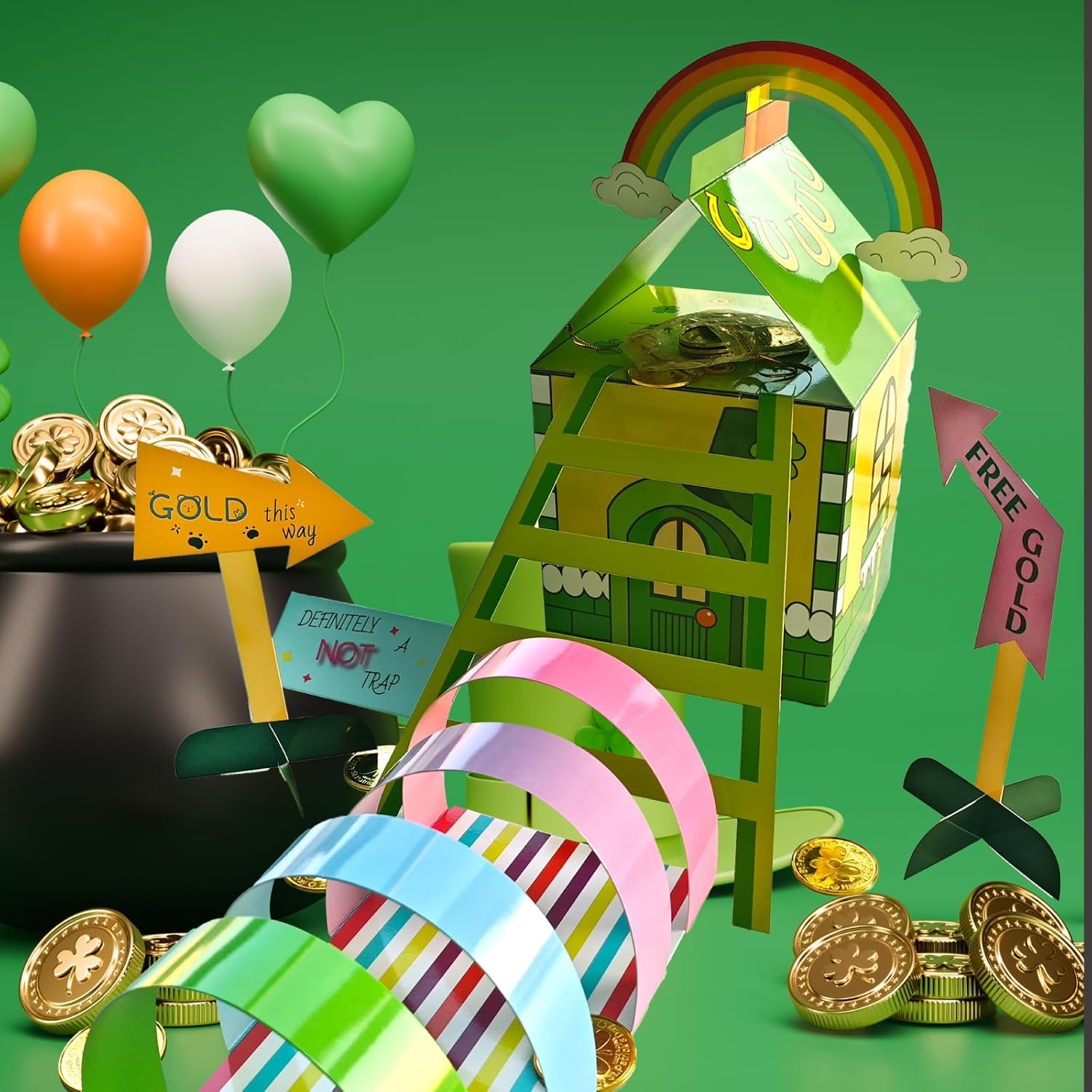 Usakiibebe St Patrick's Day Leprechaun Trap Kit - St. Patricks Day Decorations Leprechaun Trap Crafts Kit for Kids St Patricks Day Party Supplies (Rainbow Box)
