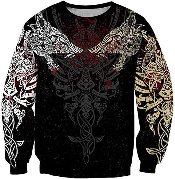 Sudadera Con Capucha Vikinga Para Hombre Con Estampado De Dragón Y