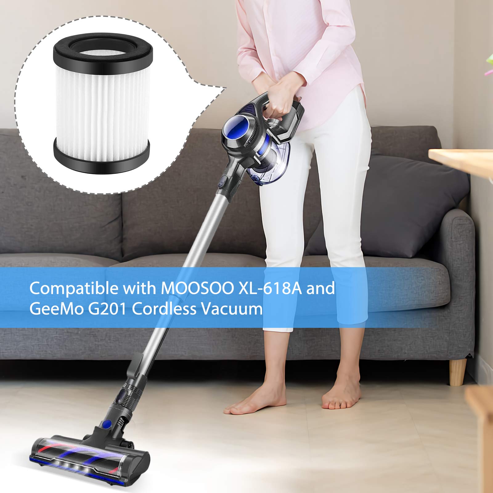 Moosoo Cordless Vacuum 4in1 Lightweight Stick Vacuum Cleaner, XL618A