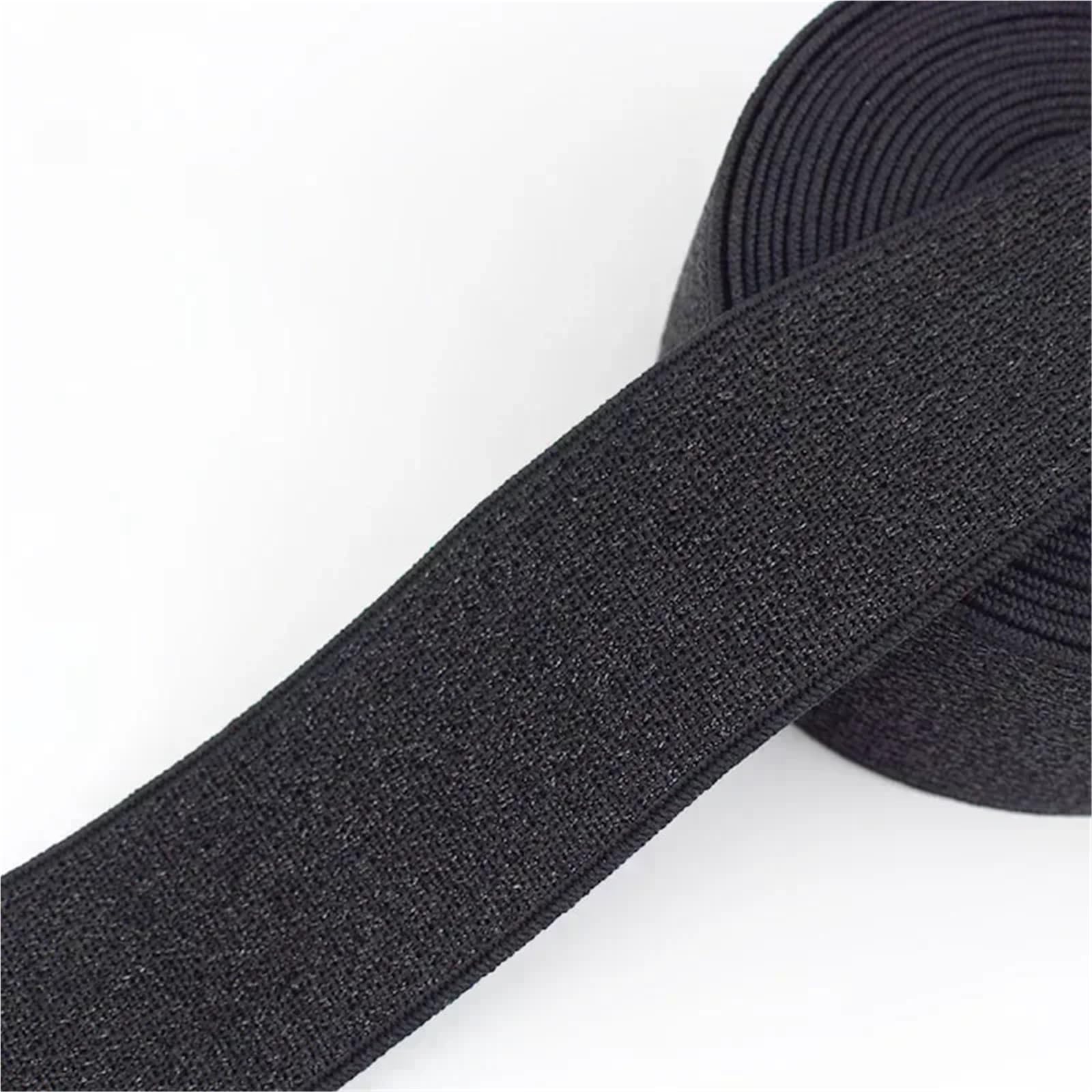 Cinta EláStica Costura 5/10M 10-50mm Banda Elástica Nailon | Bolso abrigo cinta de goma brillante pretina vestido cinturón accesorio de costura(Black,10Meters,25mm)