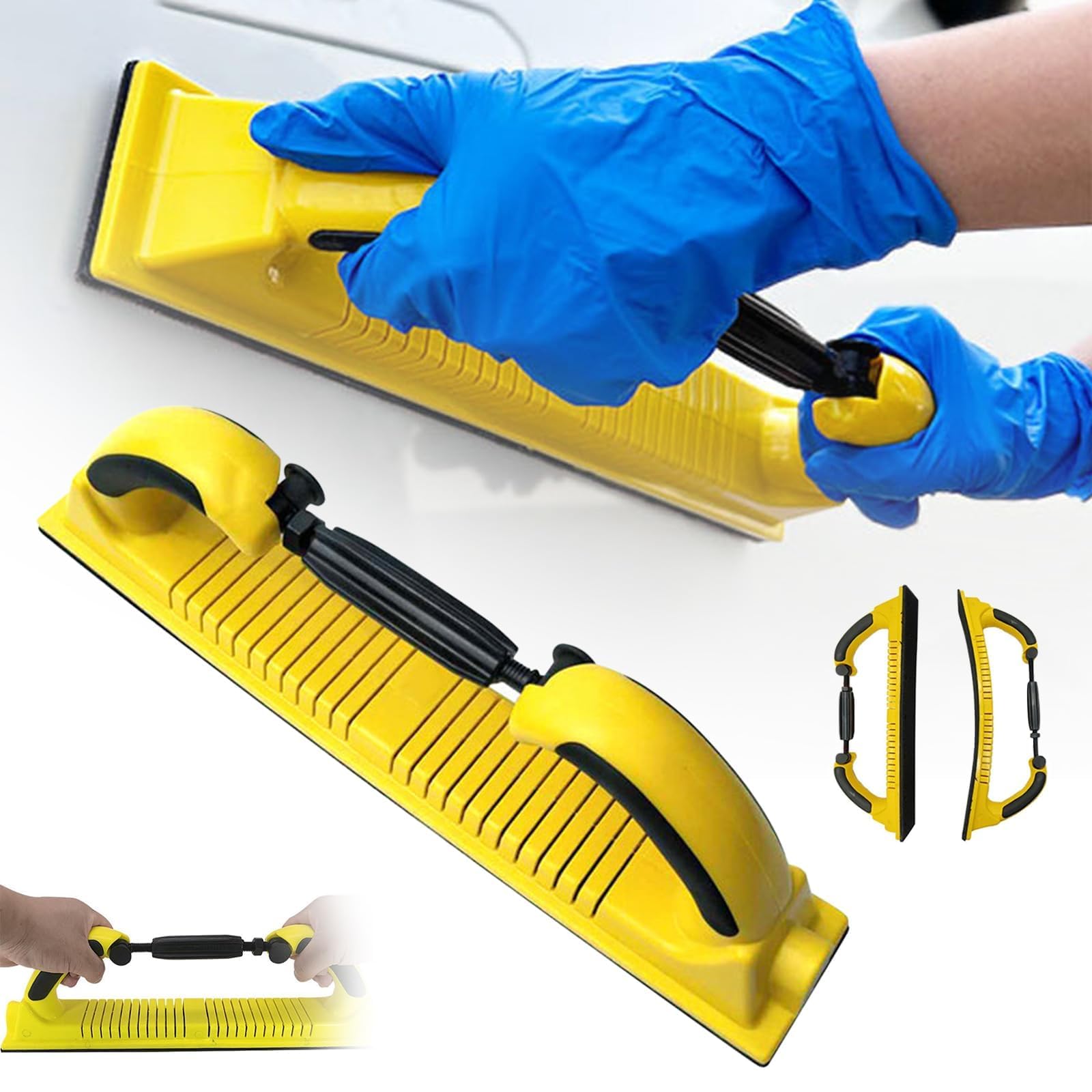 Ponceuse à Main Avec Aspiration Poussière - Bloc Ponçage Plat - Pour Bois, Métal, Vernis - Poignée Ergonomique