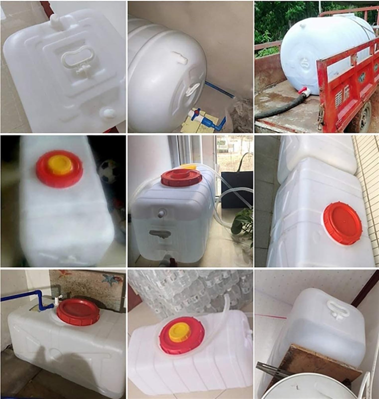 Plastikowy Pojemnik Dużej Pojemności Do Żywności Duży Poziomy Prostokątny Zbiornik, Zagęszczony Zbiornik Zewnętrzny Pokrywa Zbiornika Na Wodę Do Użytku Domowego Biały Zbiornik Na Wodę