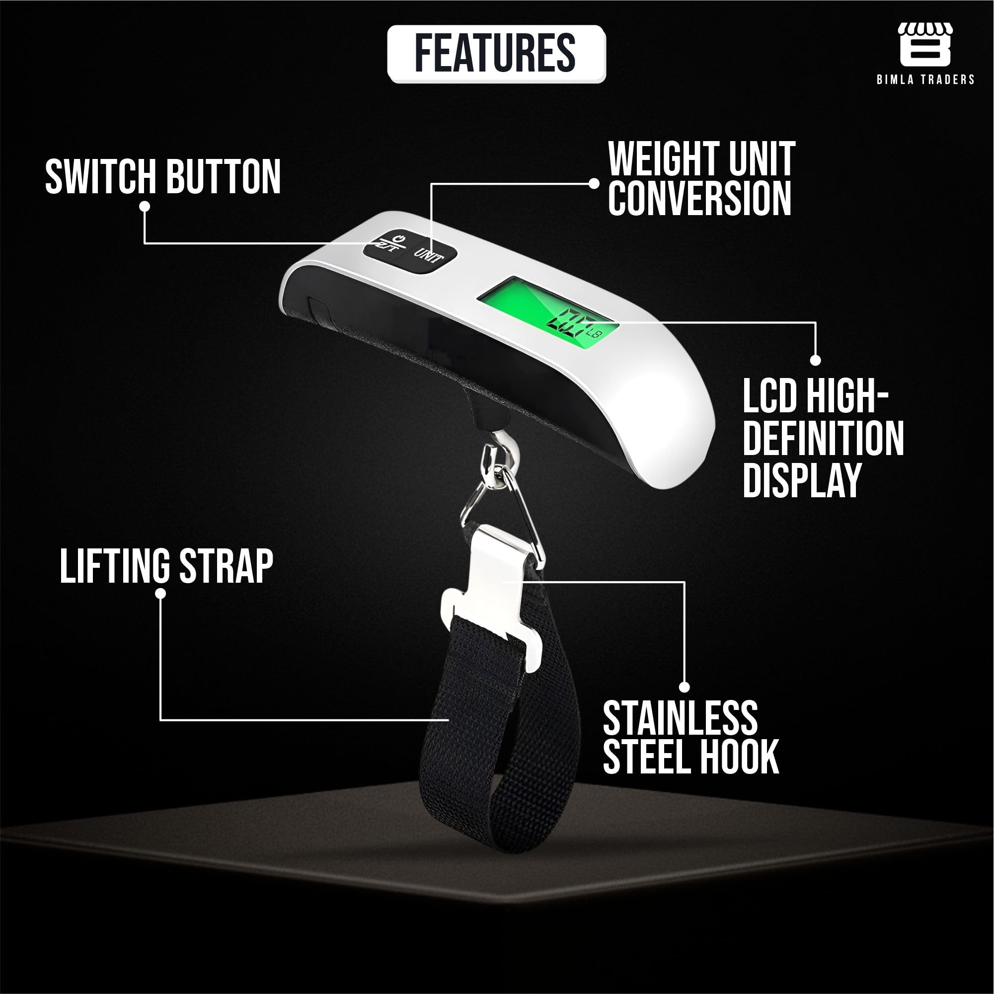 Btag Portable Electronic Luggage Weighing Scale | 50kg/110Lb Digital Handheld Travel Weight Scale with LED Display | Compact & Durable Suitcase/Baggage Weight Checker for Home– Pack of 1(JY-29)