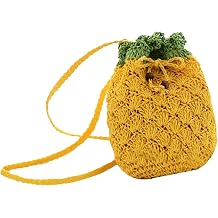 Goclothod Handbag Cute Straw Crossbody Bag Weave Outdoor Shoulder Bag Mini Phone Purse