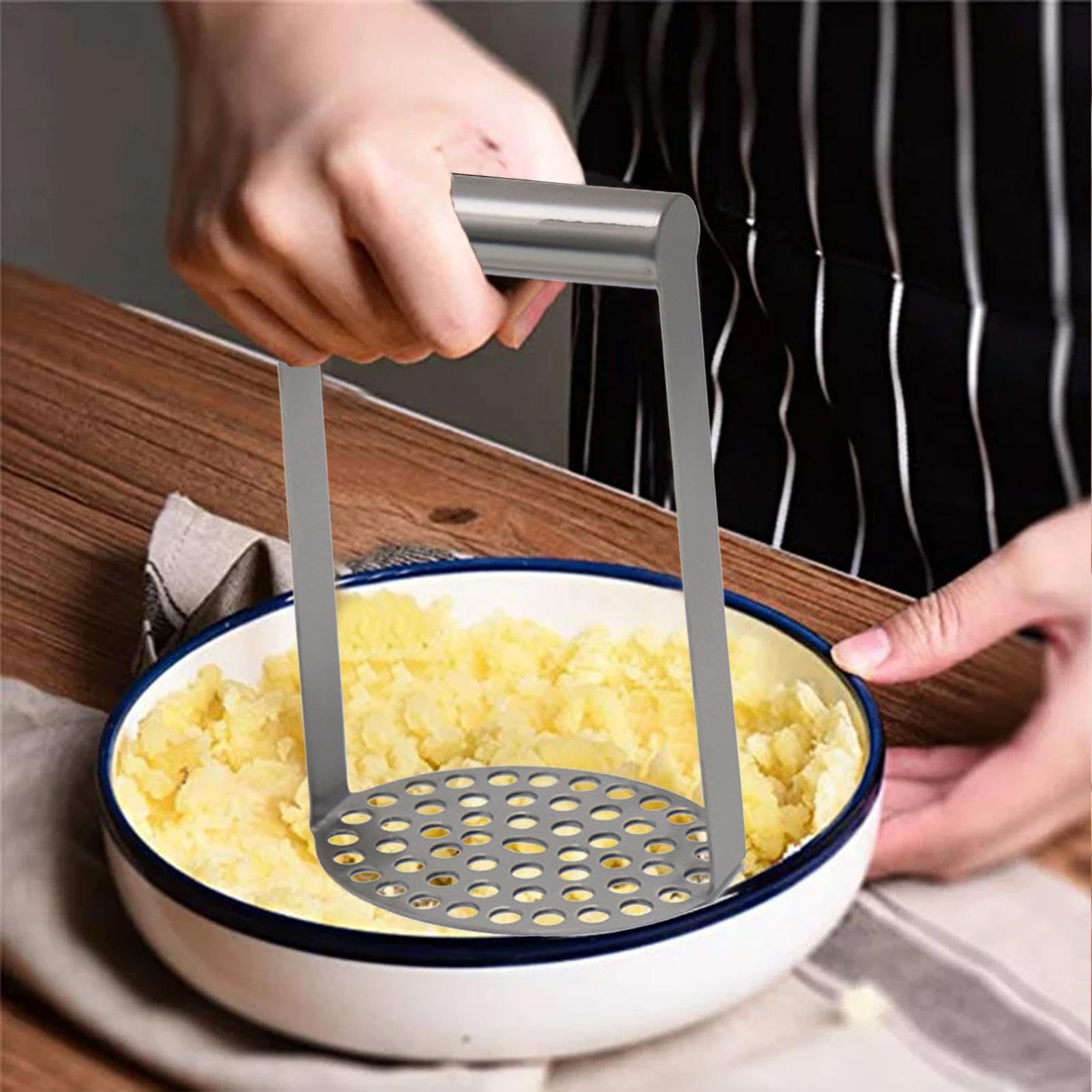 Générique Potato Mashers | Stainless Steel Potato Masher | Multi-Purpose Potato Mashers, 4.33x3.39x7.09 Inches Versatile Kitchen Utensil for Mashing Potatoes and Beans, Potato Mashing Tool for Cooking