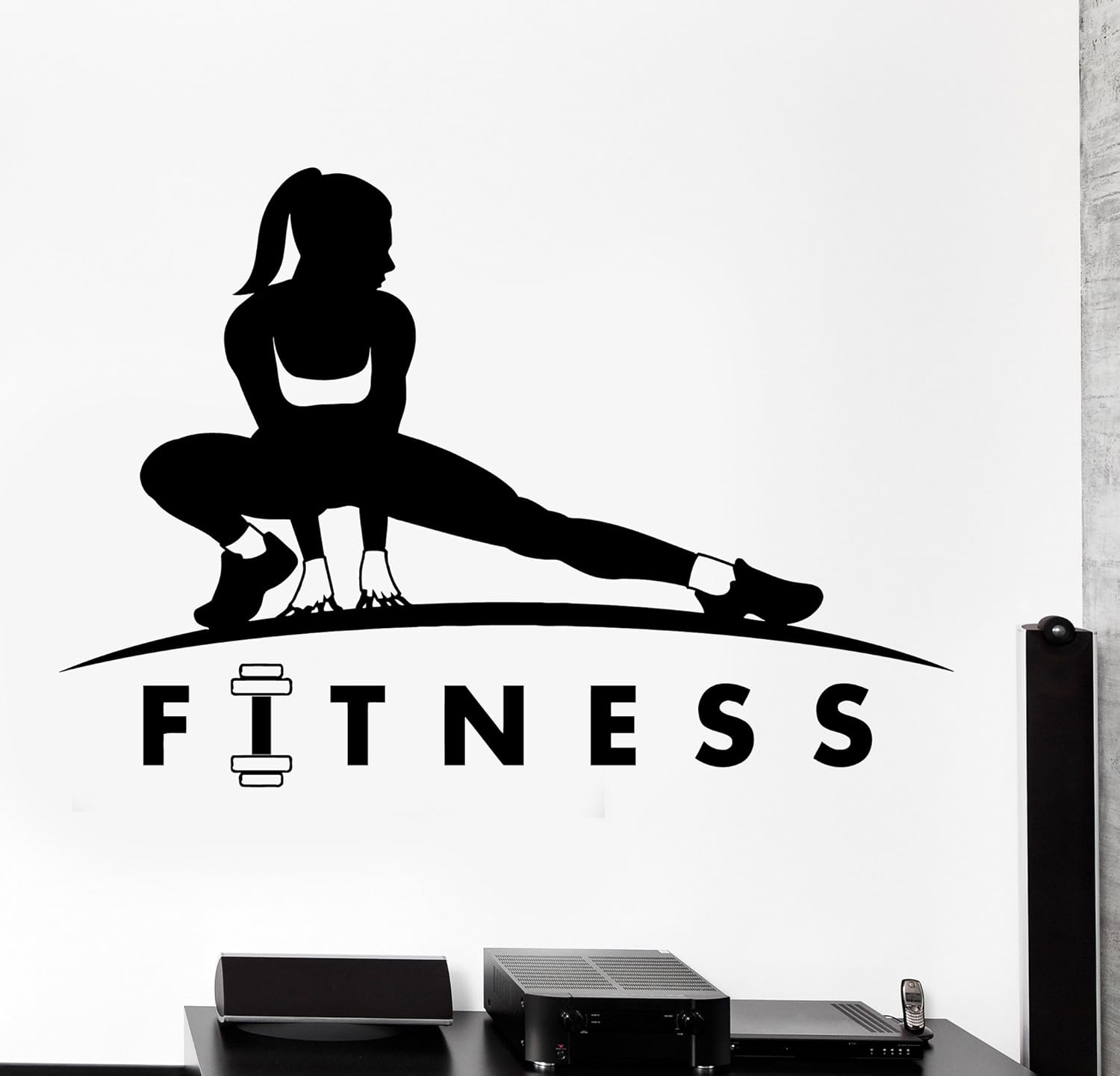 Large Wall Vinyl Decal Fitness Girl Sport Gym Bodybuildng Home Interior Decor z4193 Black