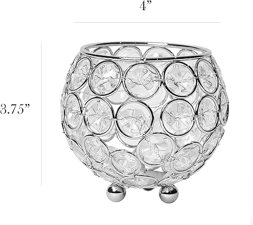 Miniatura 7 de Elegant Designs HG1006-CHR Elipse - Portavelas de cristal circular, florero, centro de mesa de boda, regalo, 4.25 pulgadas, cromado (paquete de 2)