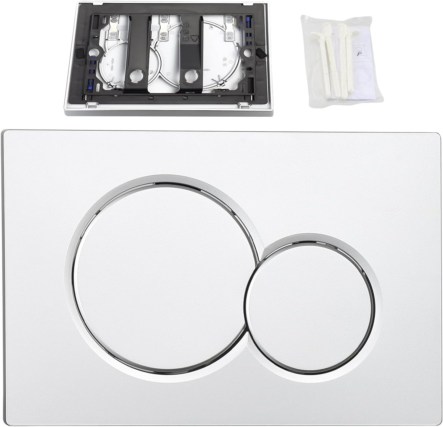 PureHaven Dual Flush Actuator Plate for Wall Hung Toilet tank, Compatible with Geberit Sigma01 115.770.JQ.5 Hidden Water Tank Panel with Dual Flush Buttons, Durable Plastic Flush Plate(Silver)