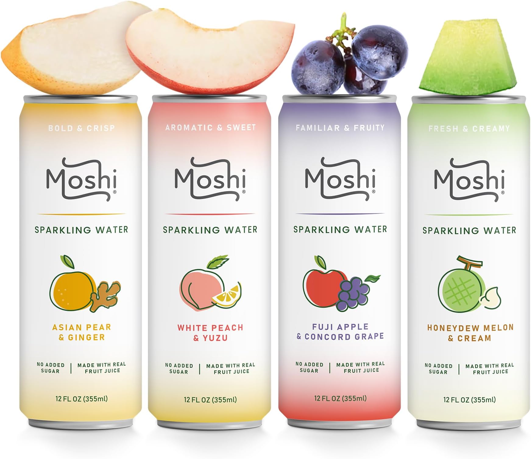 Asian Flavored Sparkling Water 12 Pack - Carbonated Drink Made With Real Fruit Juice - No Added Sugar - Low Calorie (Pack of 12, Variety)