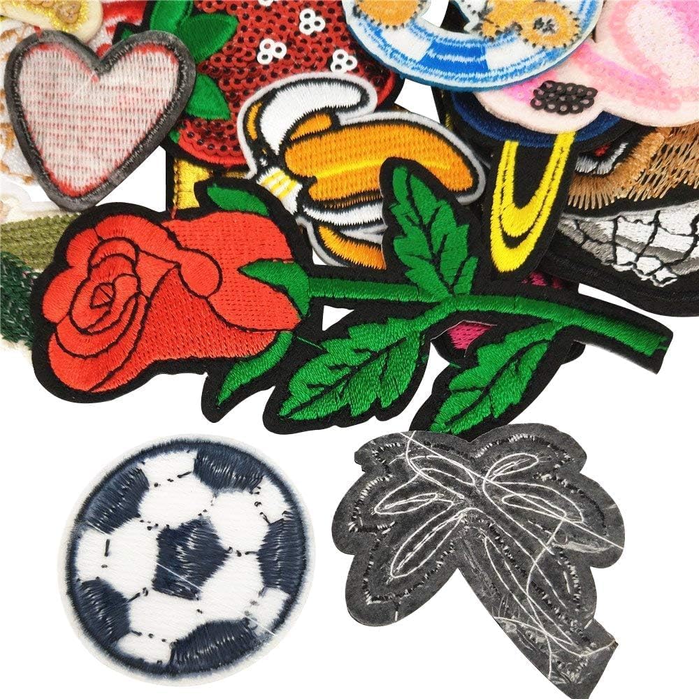 20/50/100pcs Random Assorted Styles Embroidered Patch Sew On/Iron On Patch Applique Clothes Dress Plant Hat Jeans Sewing Flowers Applique DIY Accessory (Assorted-Style 5) (100)