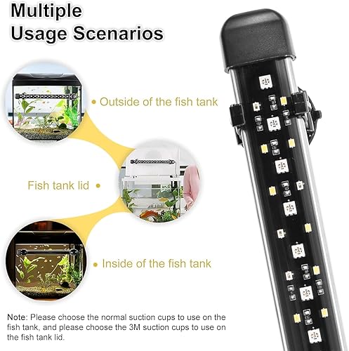 Miniatura 7 de Luz sumergible para acuario, luz de tanque de peces de 8 pulgadas con 36 cuentas LED IP68, impermeable, brillo ajustable, lámpara LED RGB con modo