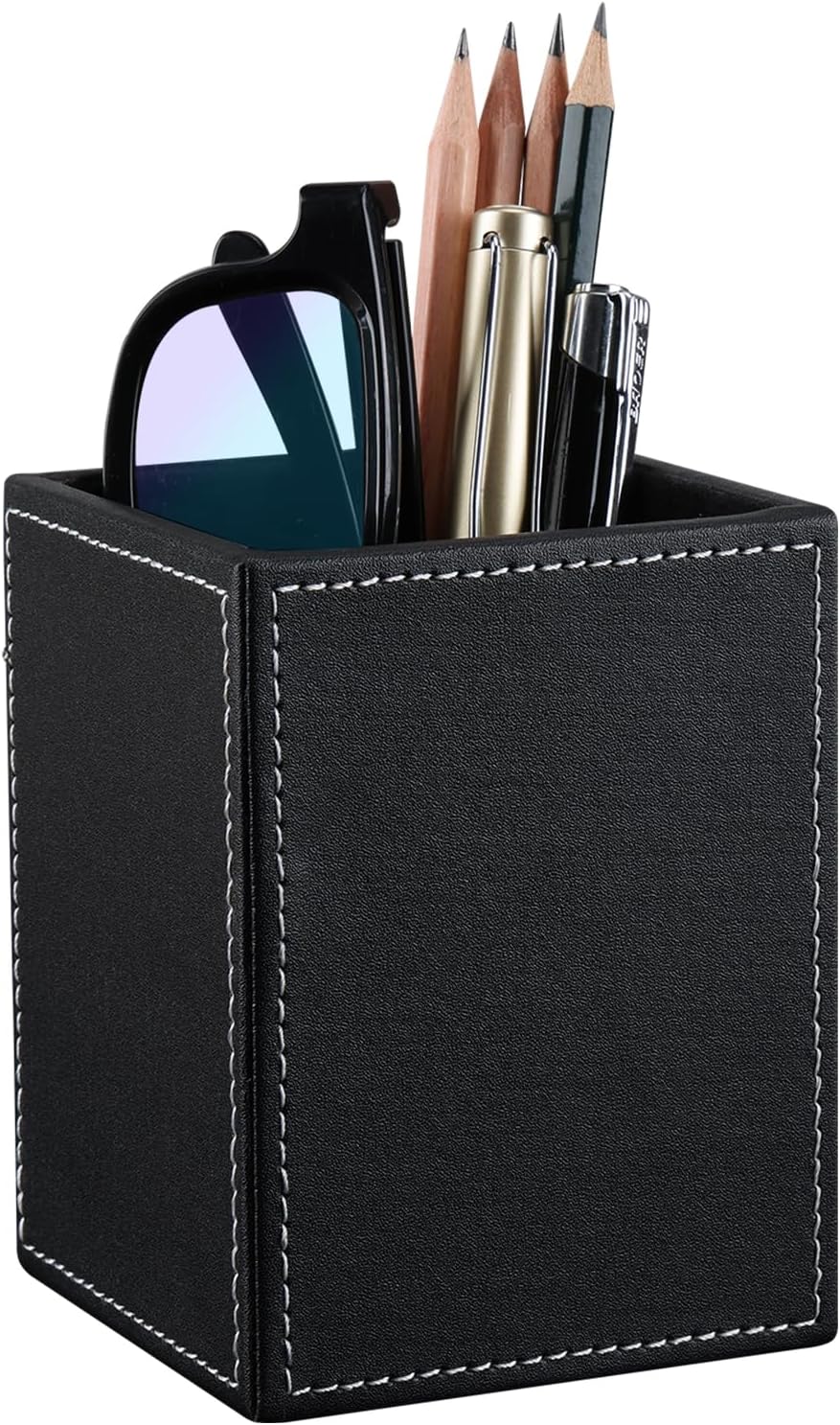 KINGFOM™ Faux Leather Pen Pot (Black)