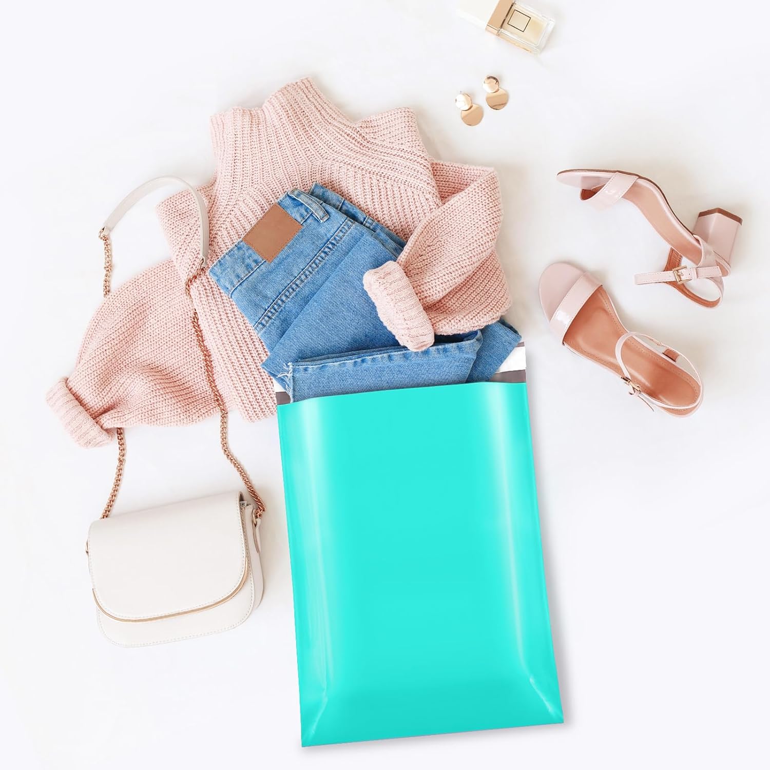 Fuxury Large Poly Mailers 14.5x19'' 200Pc, Waterproof Shipping Bags for Clothing, Strong Adhesive Mailers Poly Bags for Small Business Suppliers, Durable Shipping Envelopes Mailing Bags Teal