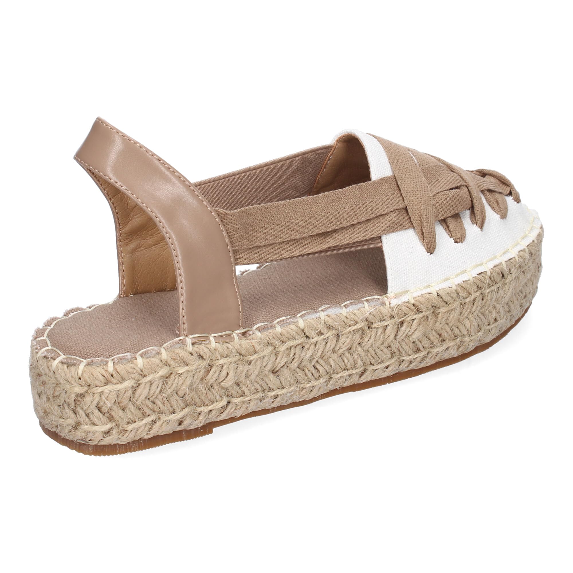 Alpargata Plana Estilo Valenciana para Mujer con Yute, Comodas y Elegantes, Diseno Moderno con Cintas en la Pala Decorativas, Sin Cierre con Material Elastico.