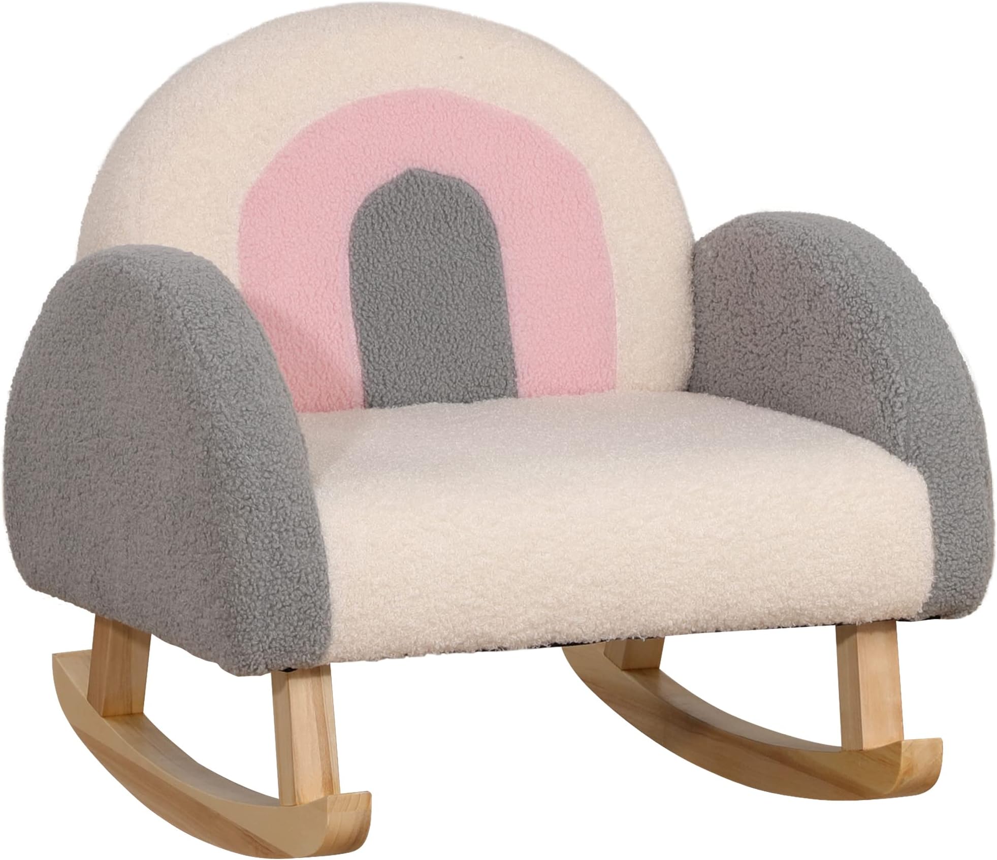 HOMCOM Fauteuil Enfant Design scandinave Grand Confort accoudoirs Assise Dossier garnissage Mousse Haute densité piètement Bois Caoutchouc Lin Bleu