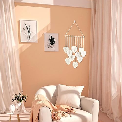 Miniatura 10 de Tapiz de hojas bohemio para colgar en la pared, tapiz para colgar en la pared, hilo tejido de plumas hechas a mano, tapiz bohemio, decoración de