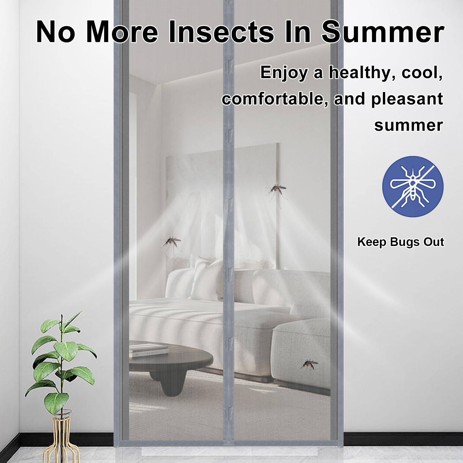 Zanzariera Magnetica Per Porte 95x250cm - Chiusura Automatica, Rete Anti Insetti, Facile Installazione - Foto 12