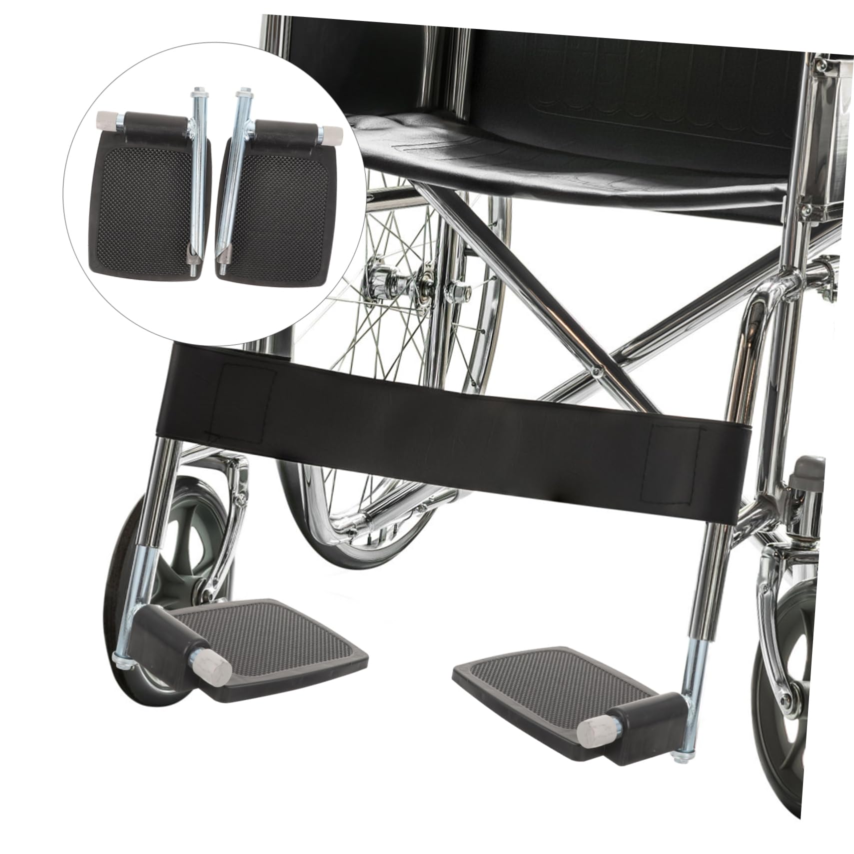 BESTYASH 1 Par de Reposapiés para Silla de Ruedas, Pedal Estable y Resistente de Plástico Negro con Poste, Adecuado para Uso Diario