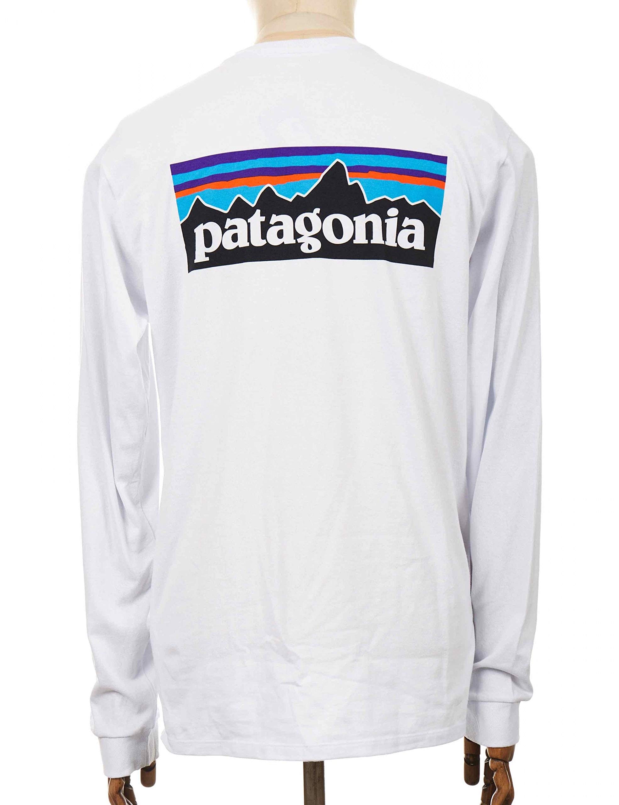 patagonia M's L/S P-6 Logo Responsibili-T White, XL