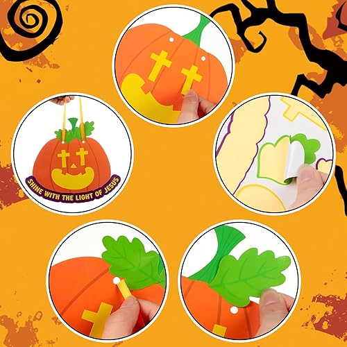 Miniatura 3 de Juego de 24 kits de manualidades de calabaza de Halloween, manualidades religiosas con papel bíblico, cristiano Jesús, manualidades, calabaza,