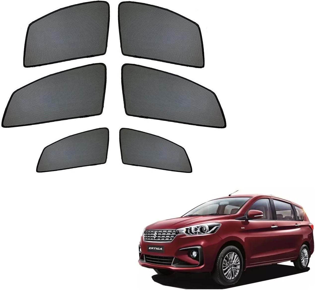 Kozdiko Half Magnetic Car Sunshades Black Colour for Maruti Suzuki Ertiga New (2019-Present)/ Maruti Suzuki XL6