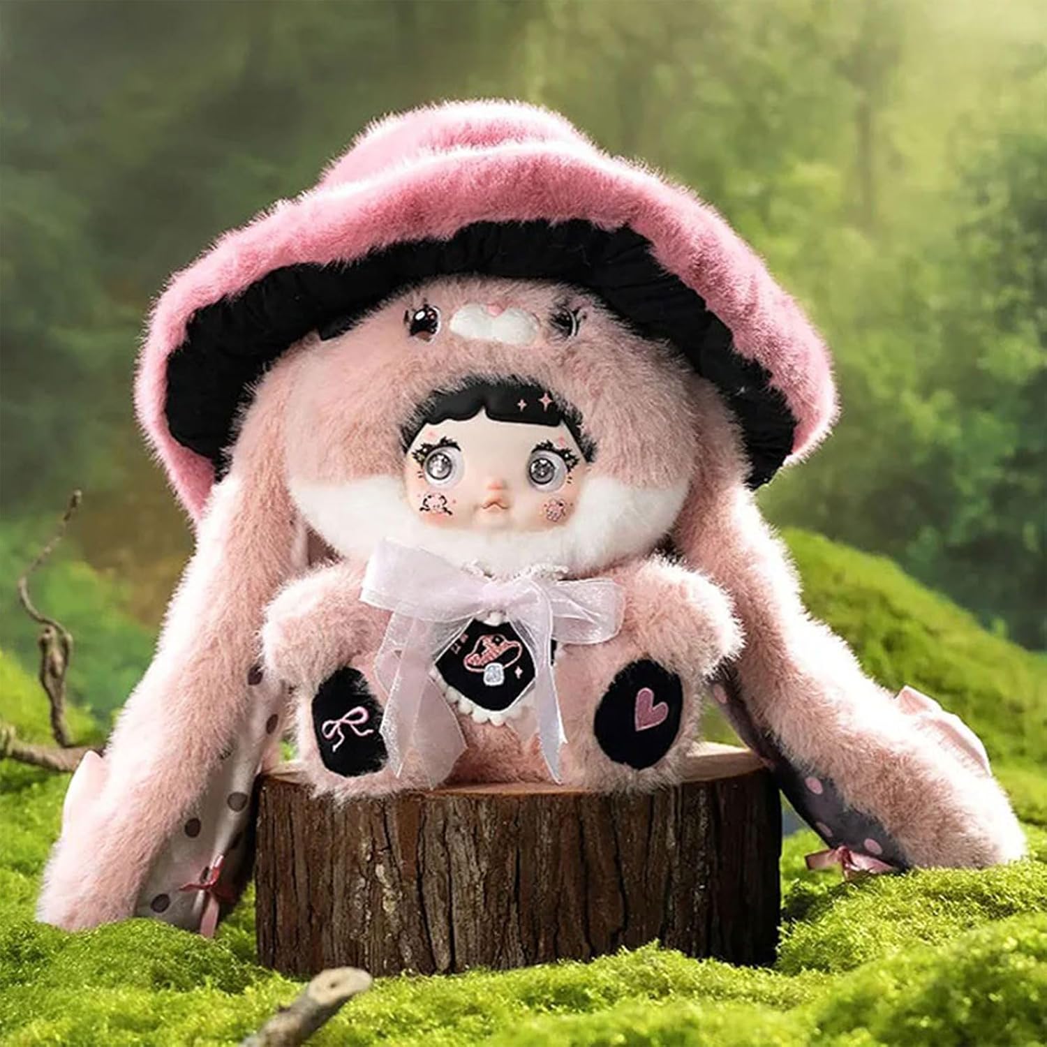 Nommi Blind Box Plush Figures, Cute Vinyl Blind Box Plush, Collectible Nommi 400% Mushroom Hat Series, Kawaii Action Figure Mystery Box for Surprise Gifts, Single Box (1 of 7 Possible Styles)
