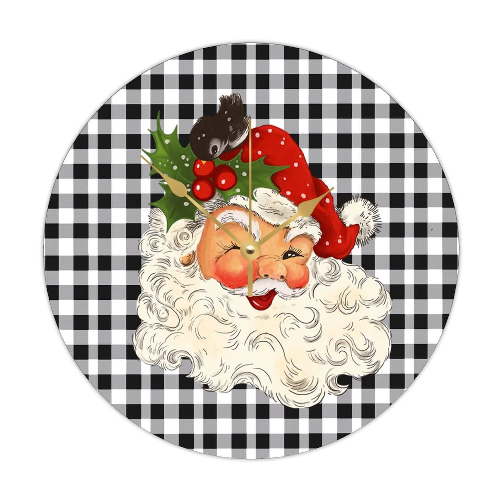 Horloge murale rustique de Noël en bois silencieuse de 38cm pour décoration festive