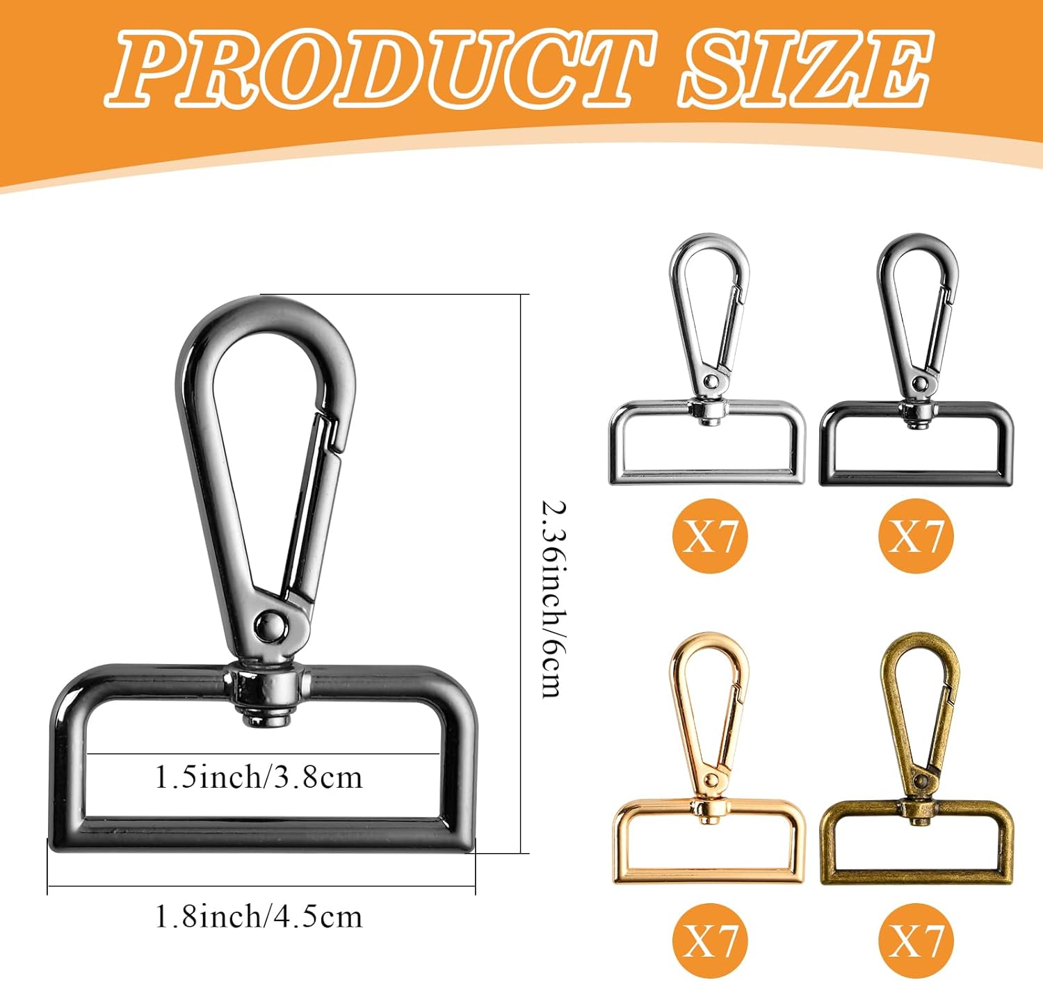 1-1/2 Inch D Ring Swivel Lobster Claw Clasps, 28 Pcs Lobster Claw Swivel Clasps Metal Lobster Lanyard Clasp Keychain Clips Hook for DIY Crafts Keychain Purse Handbag Making - Image 2