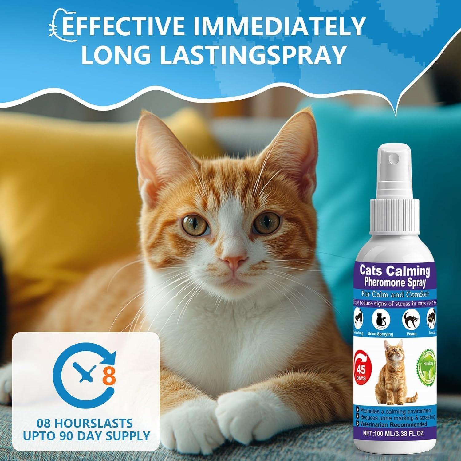 RNLBNMP Cat Calming Spray, 15% F3 Cat Pheromone Spray to Help Calm During Travel and Stress and Reduce Urine Spraying, Scratching, Excessive Grooming & Aggression 2 * 100mL - image 6