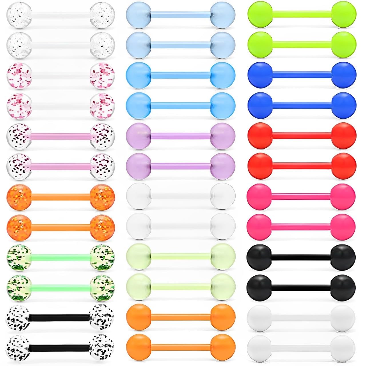 MODRSA Lot De 4 Paires Barres Pour Piercing Tétons 14G Acier Chirurgical - Styles Coeur, Papillon, Rose & Simple, Bijoux Sexy Pour Mamelons