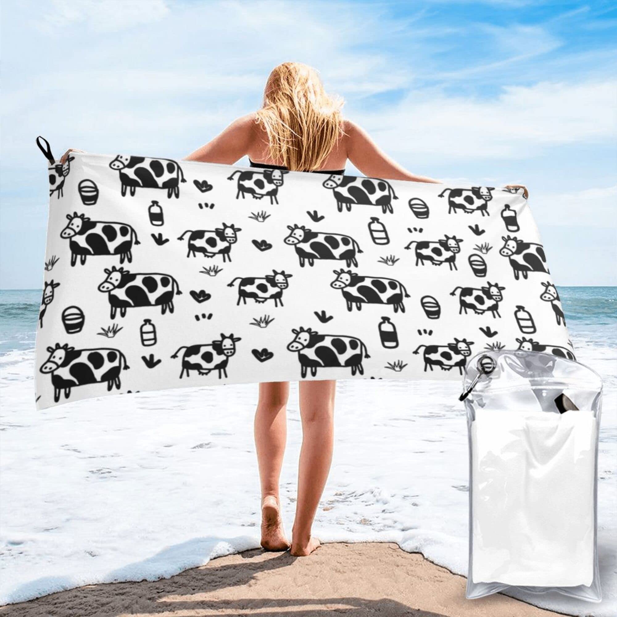 Serviette De Plage Noire Géante 80x160 Cm - Super Absorbante, Légère, Sèche Rapidement - Idéale Piscine, Salle De Sport, Voyage - 6