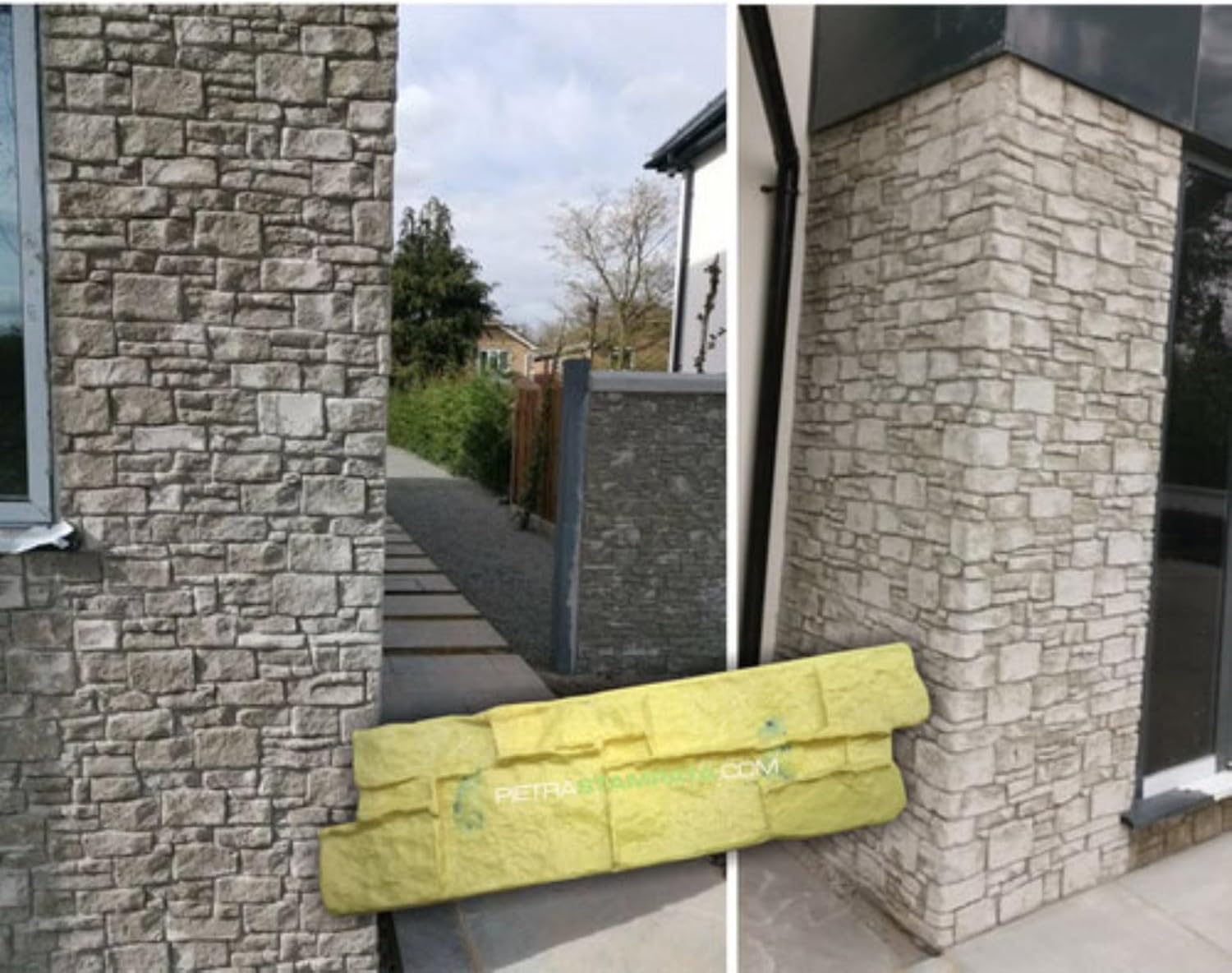 Vertical Concrete Mold Cement Rubber Stamp Castle Model, Approx. 60x15 cm (23,6x5,9 inches) – Durable Polyurethane Rock Texture Mat