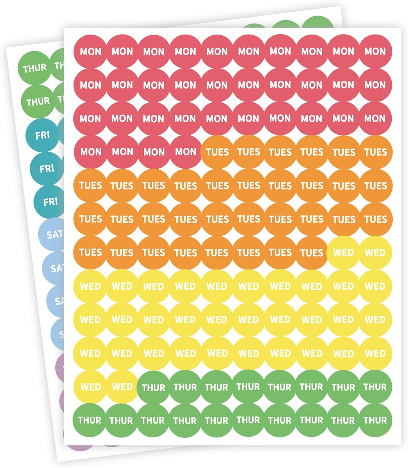 Amazon.com : Andaz Press Colorful 7 Days of Week Stickers, Day Week ...