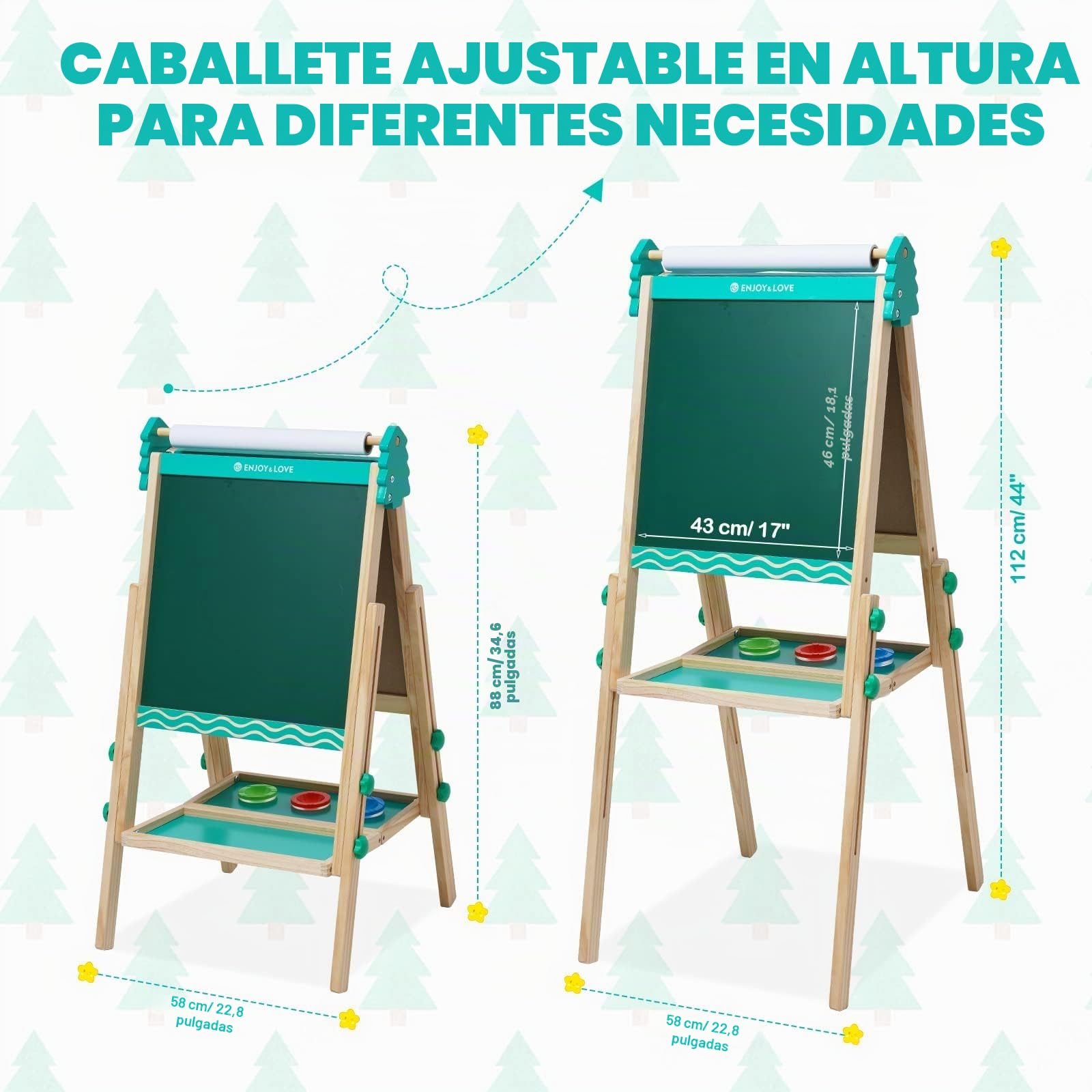 Pizarra Infantil Caballete para Niños Diseño de lazo Pizarra Blanca y Altura Ajustable Tablero de Dibujo de Doble Cara para Niños (Azul)