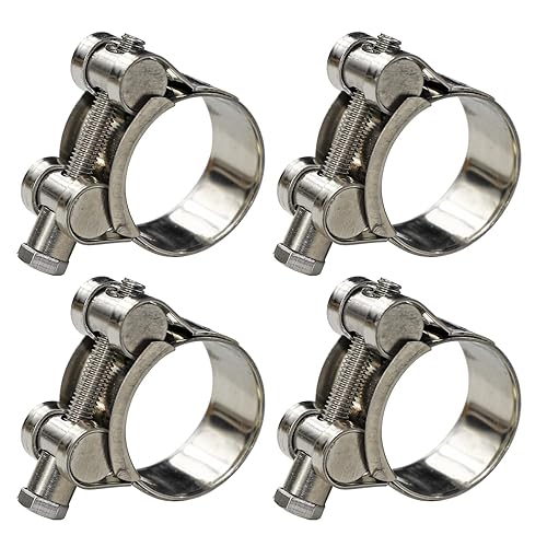 AKIHISA T-Bolt Hose Clamp,17-19mm OD Range 304 Stainless Steel Pipe Strap Clamp, Adjustable Heavy Duty Tube Clamp (4Pack, 0.67" to 0.75")