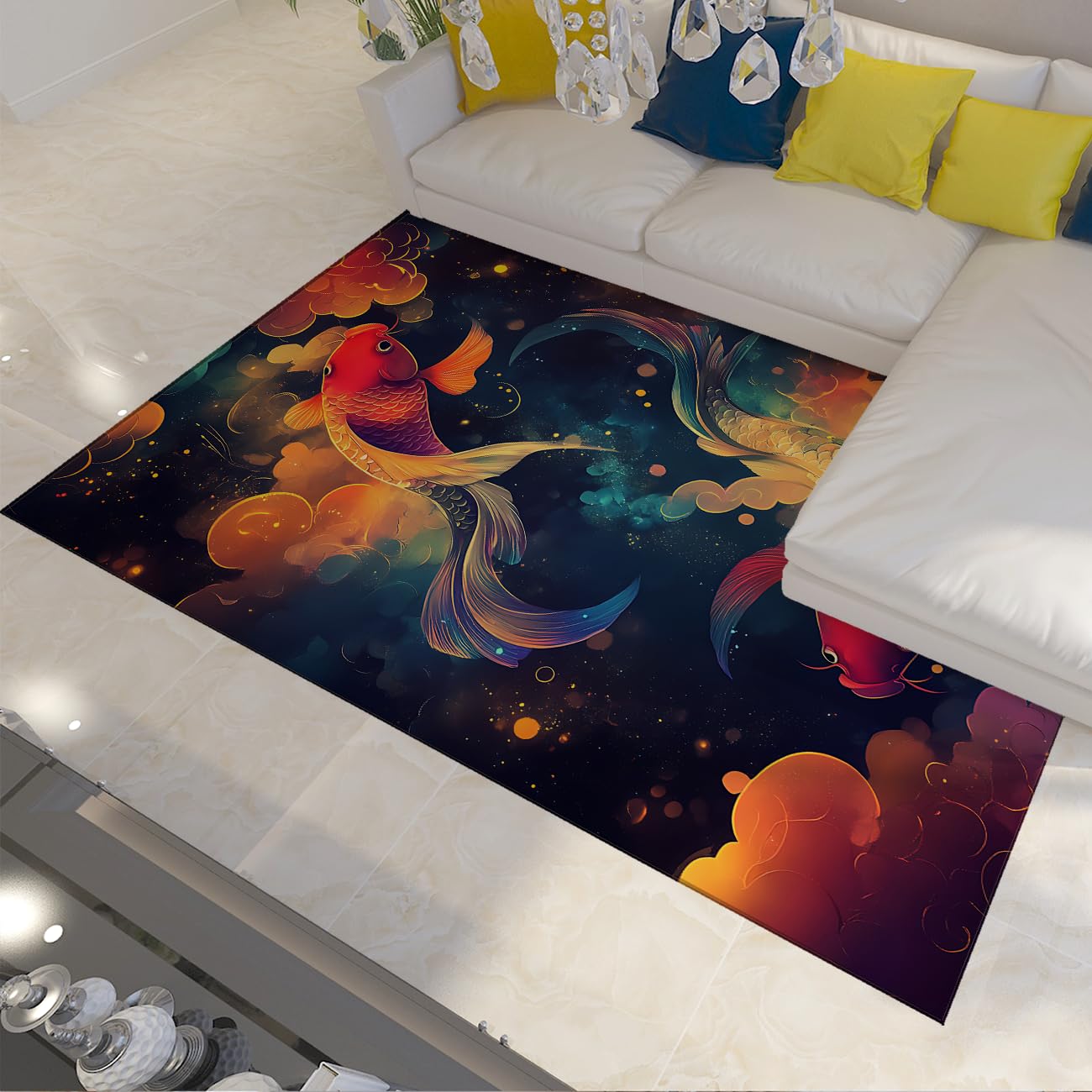 Tapis coloré abstrait lavable de style oriental pour salon moderne 180x240cm