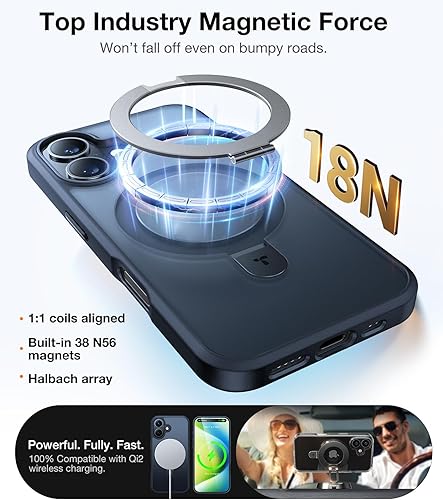 Vista 118 de TORRAS Funda magnética Ostand para iPhone 14 Pro Max [prueba de caídas de grado militar y compatible con MagSafe y soporte integrado] translúcida D