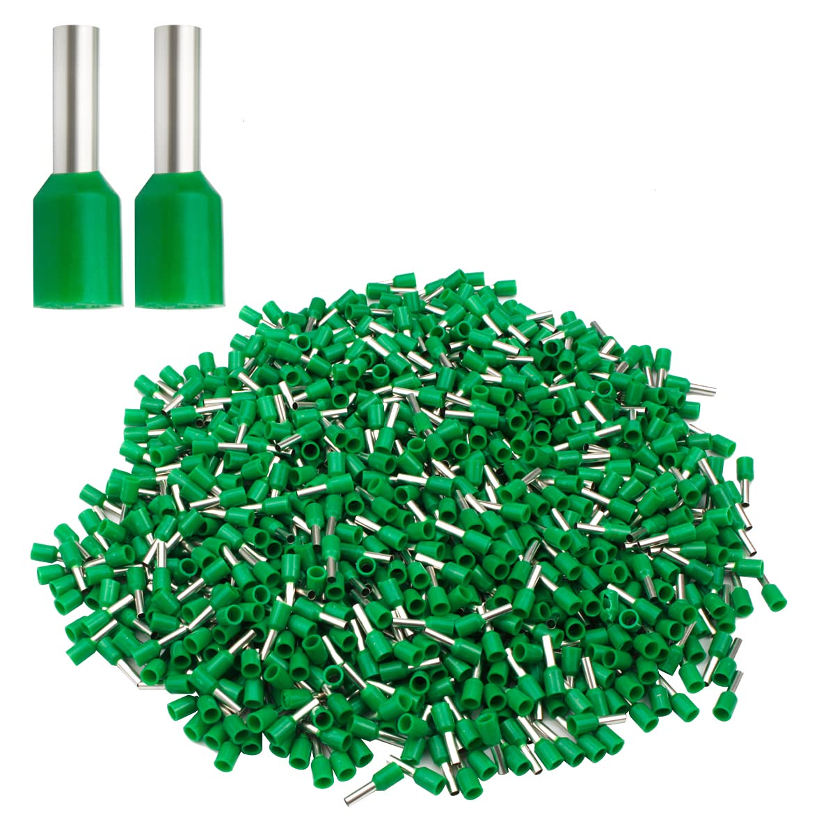 XHF 1000PCS AWG 18/1.0mm² Green Wire Ferrules - Insulated Tin-Plated Copper Crimp Cord End Terminals