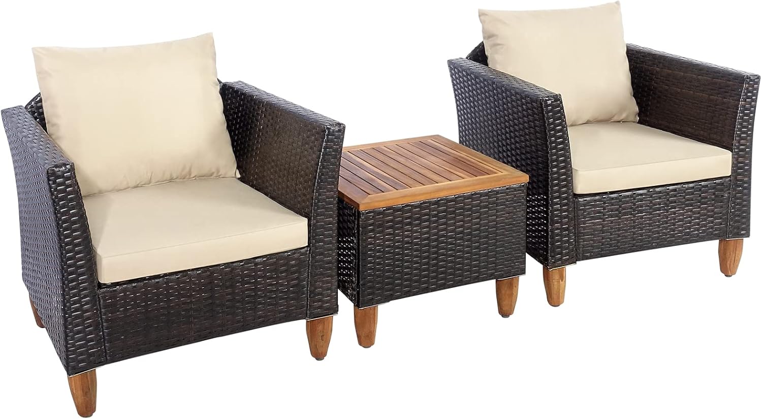 HAPPYGRILL 3Piece Patio Conversation Furniture Set Outdoor