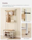 VASAGLE HSR041W09 3-in-1 Steel Frame Coat Rack with Shoe Shelf Hallway Modern Style Oak and Cream - 5