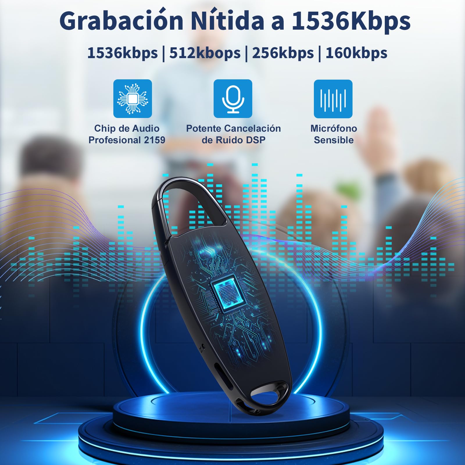 63GB Grabadora de Voz, Mini Grabadora Activada por Voz con Carcasa Metálica, Grabadora Digital USB C con Reducción de Ruido para Conferencias Entrevistas Reuniones Clase