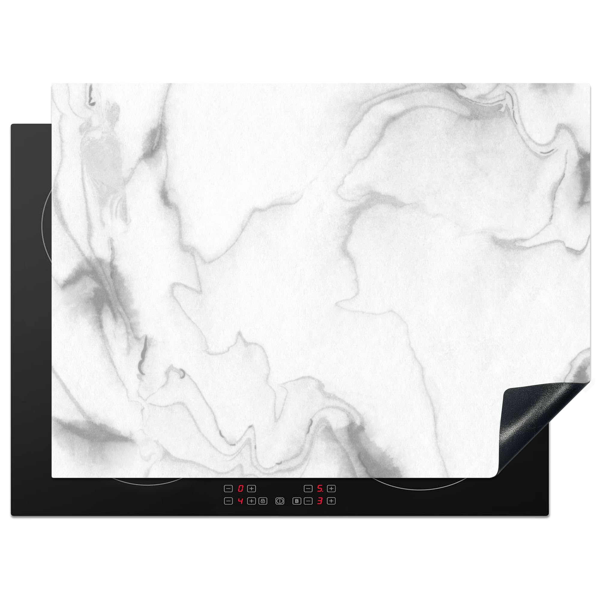 KitchenYeah© Induction Hob Cover Protector Mat 20.5"x28" / 71x52 cm Kitchen Universal Ceramic Covers for Electric Cookers Vinyl Marble - Grey - White - Abstract - Marble Look