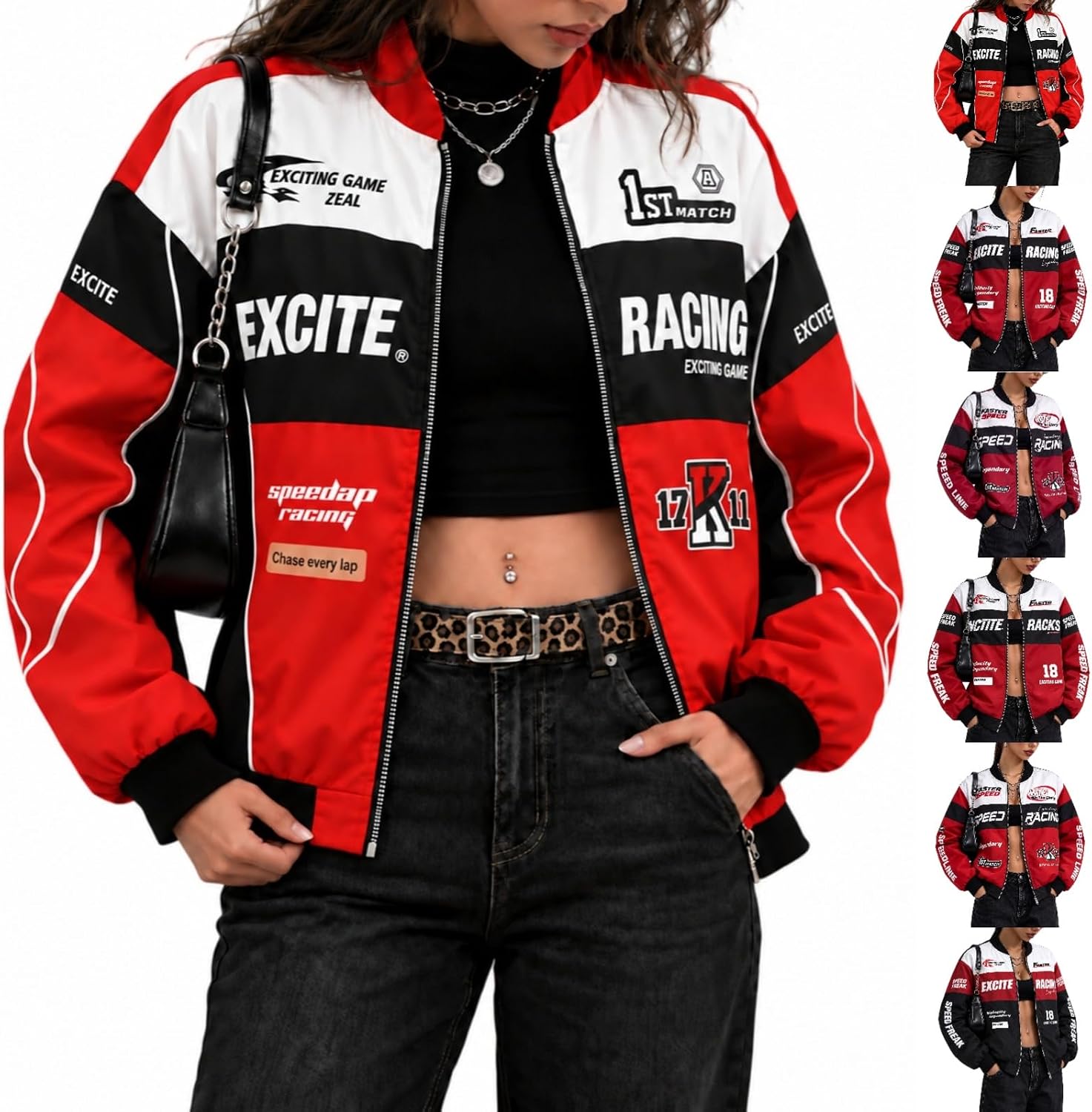 Amazon.com: Race Car Driver Jacket for Adult Color Block Letter Graphic ...