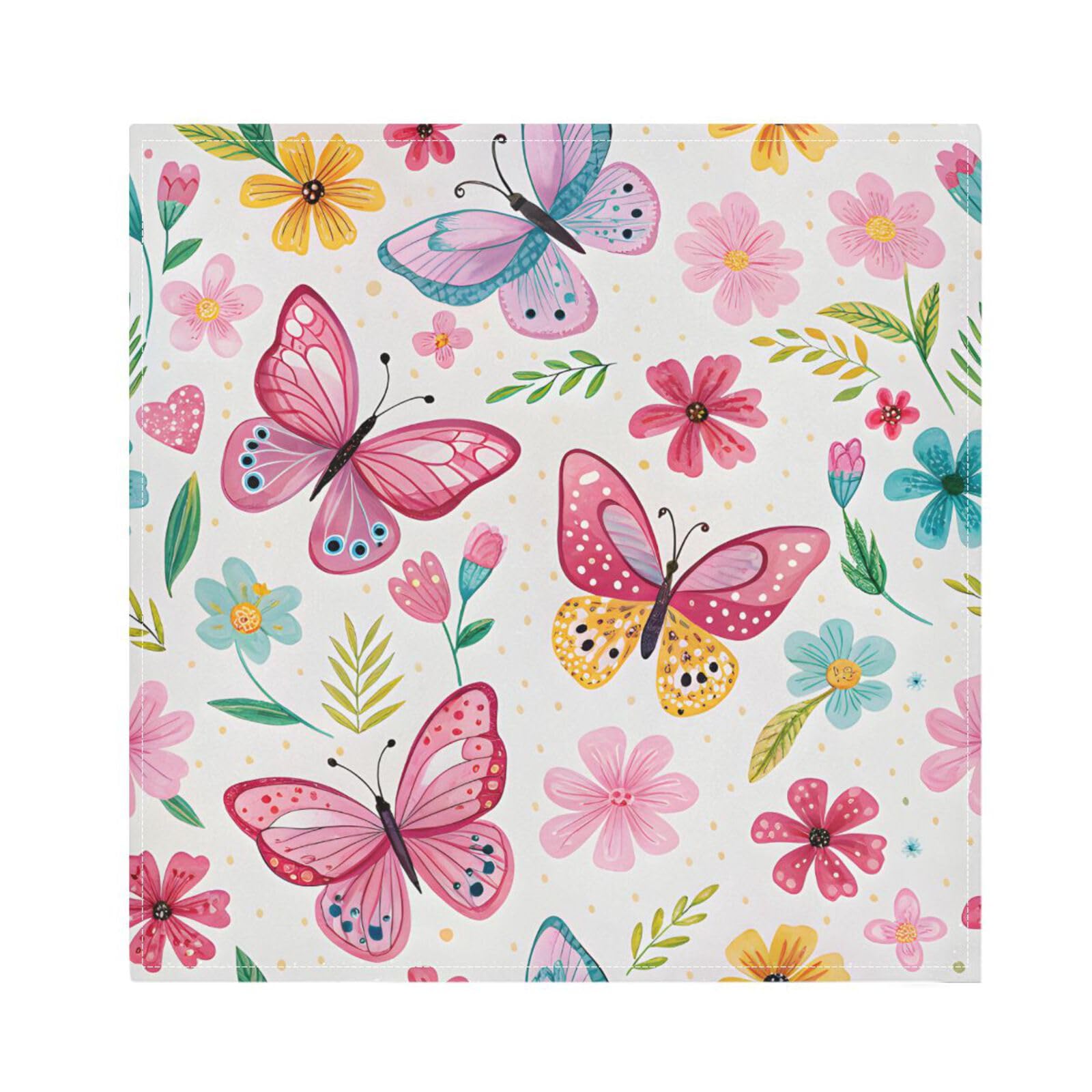 Ttgoth Butterfly Cloth Napkin Set of 6 Washable & Reusable Dinner Napkins for Dining Table, Banquets, Wedding, Party, 50x50 cm