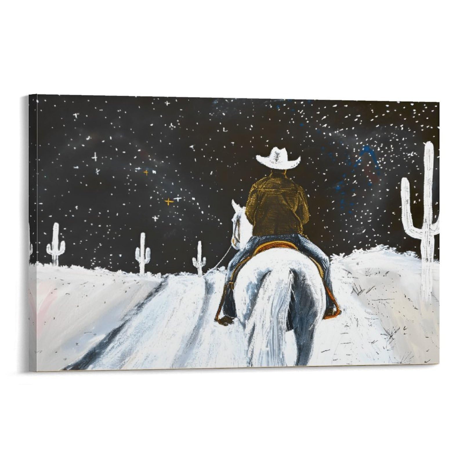 Lot de 4 impressions sur toile de cowboy de style western - Décoration murale vintage pour chambre d'homme - 20,3 x 25,4 cm sans cadre