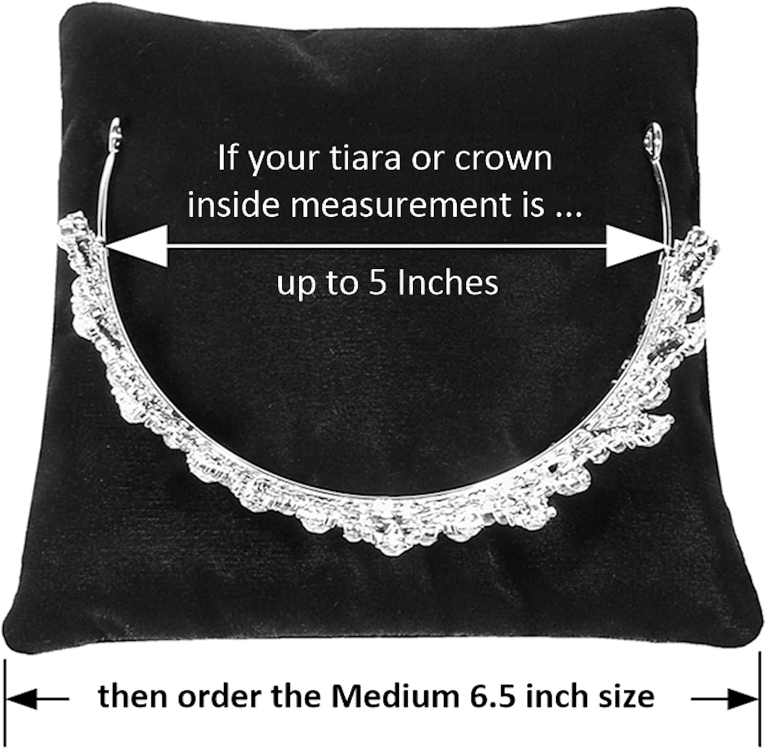 8.5 Inch Square Black Velvet Tiara & Crown Display Pillow Stand, 'Bean Bag' Support, TPV3X