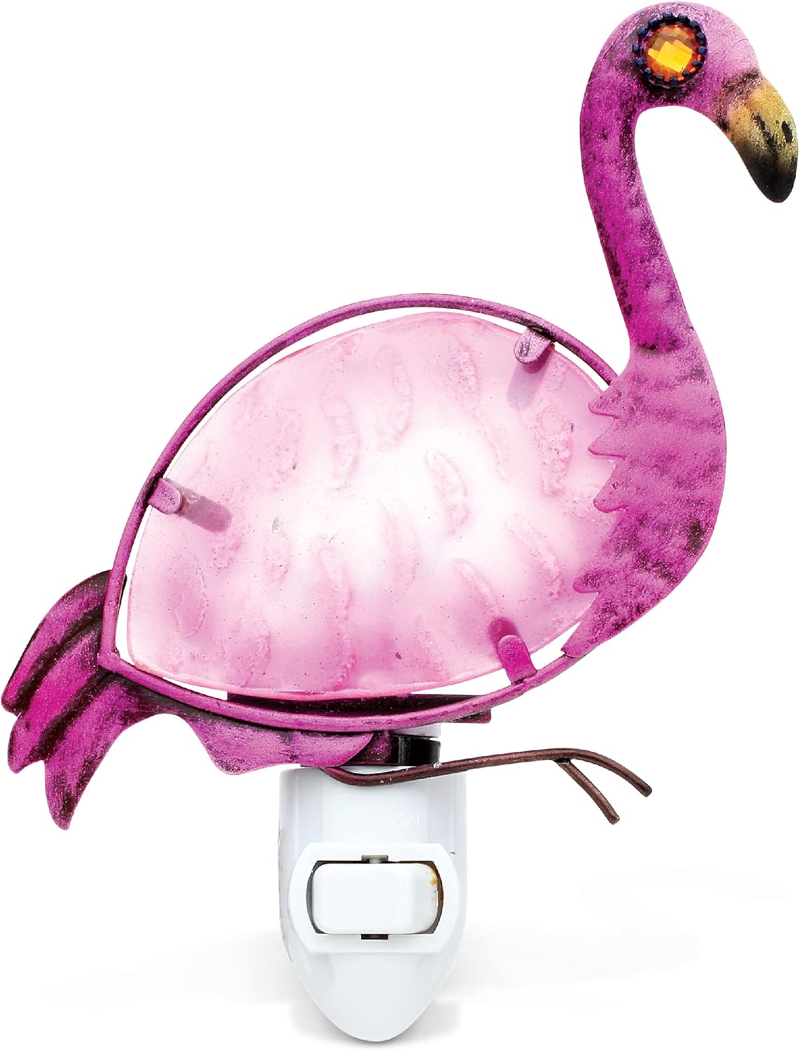 Puzzled Glass Art Night Light, Plug in Decorative Socket Lamp, Manual On & Off Portable Light for Stairway, Bedroom, Bathroom, Nursery, Home Accessory & Kitchen Decor - Flamingo