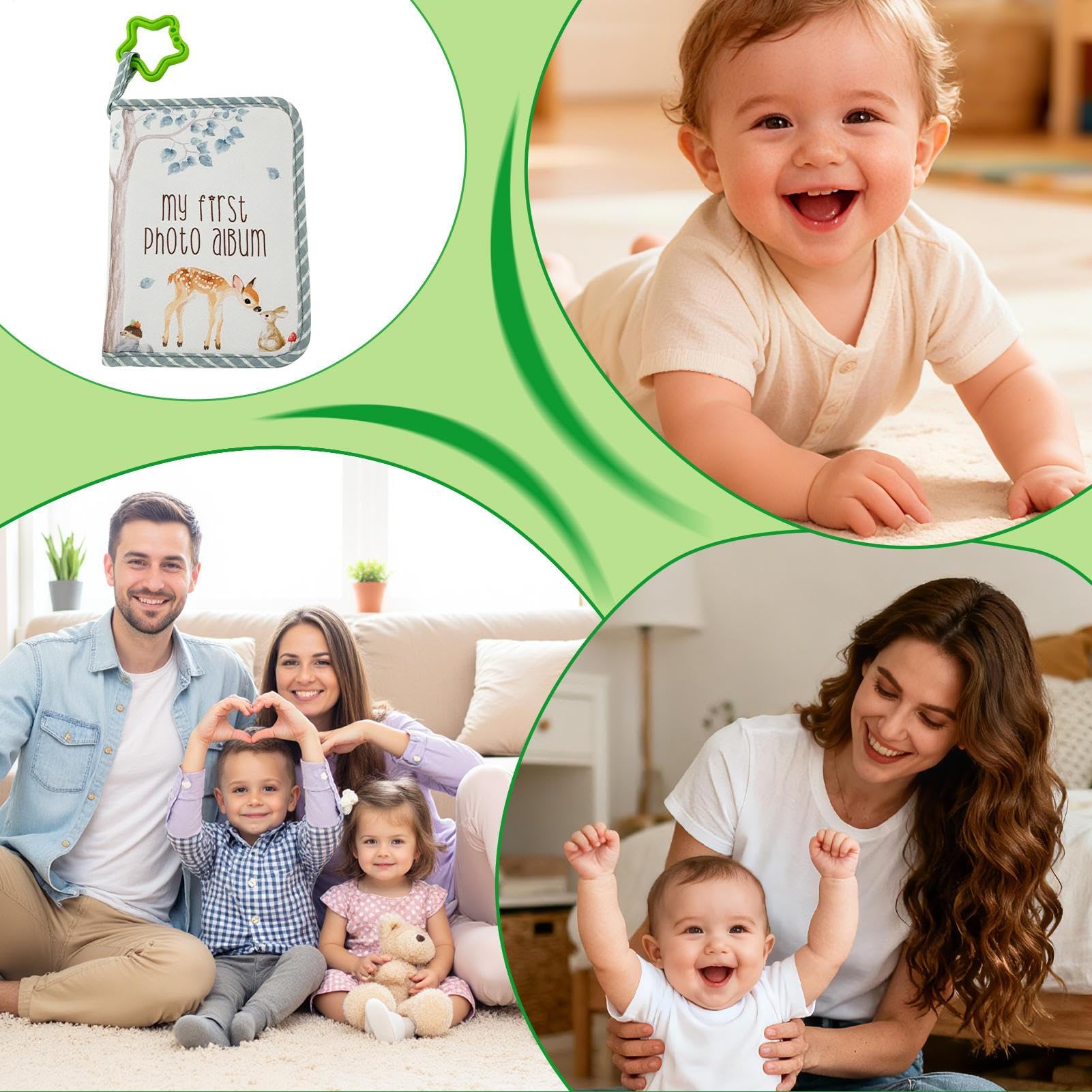 Primo Album Di Fotografie Libro Dei Ricordi In Tessuto Morbido | Raccolta Fotografica per l'Infanzia per Bambini Figli Nipoti Genitori Famiglia