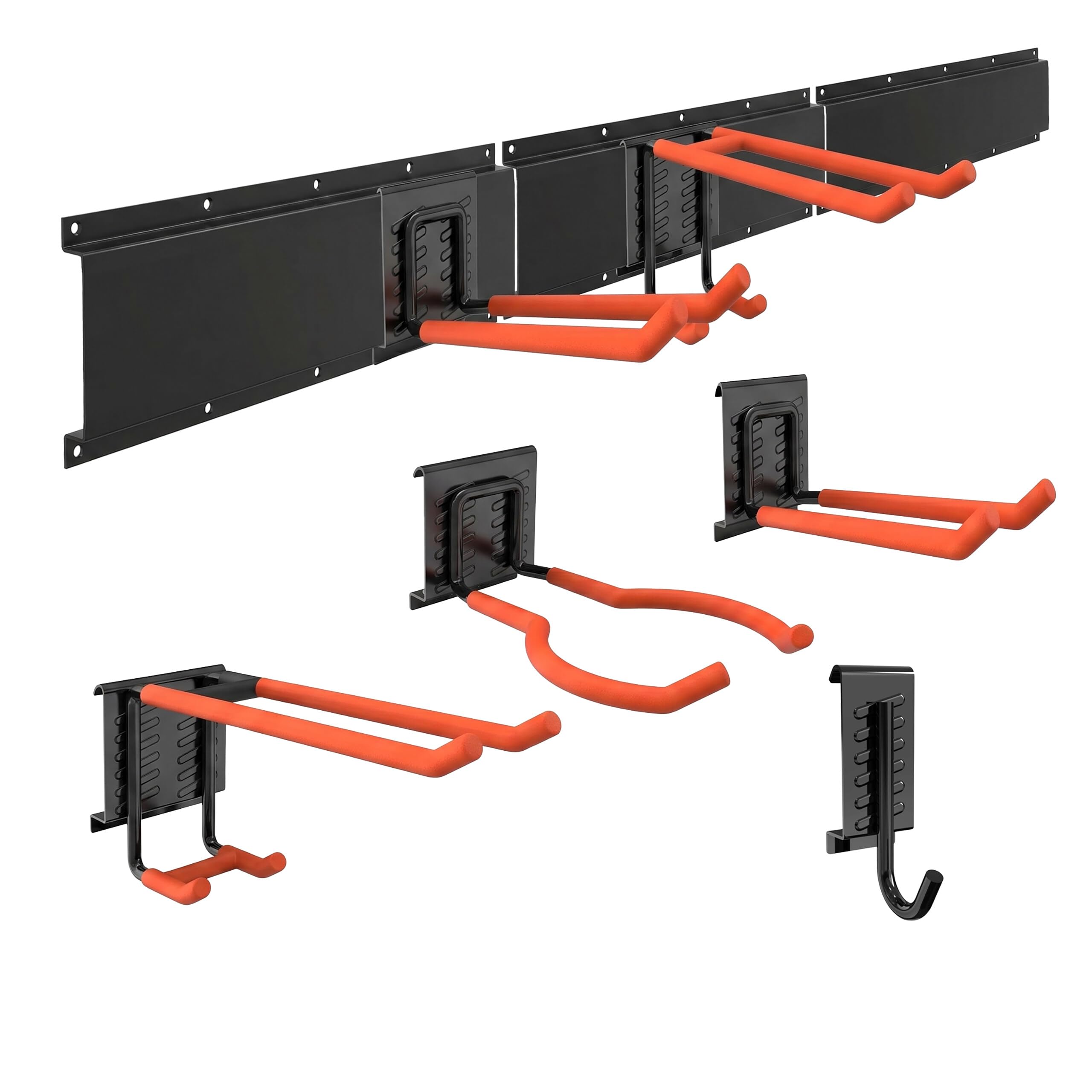 Relaxdays organizador de garaje montado en pared, negro/naranja