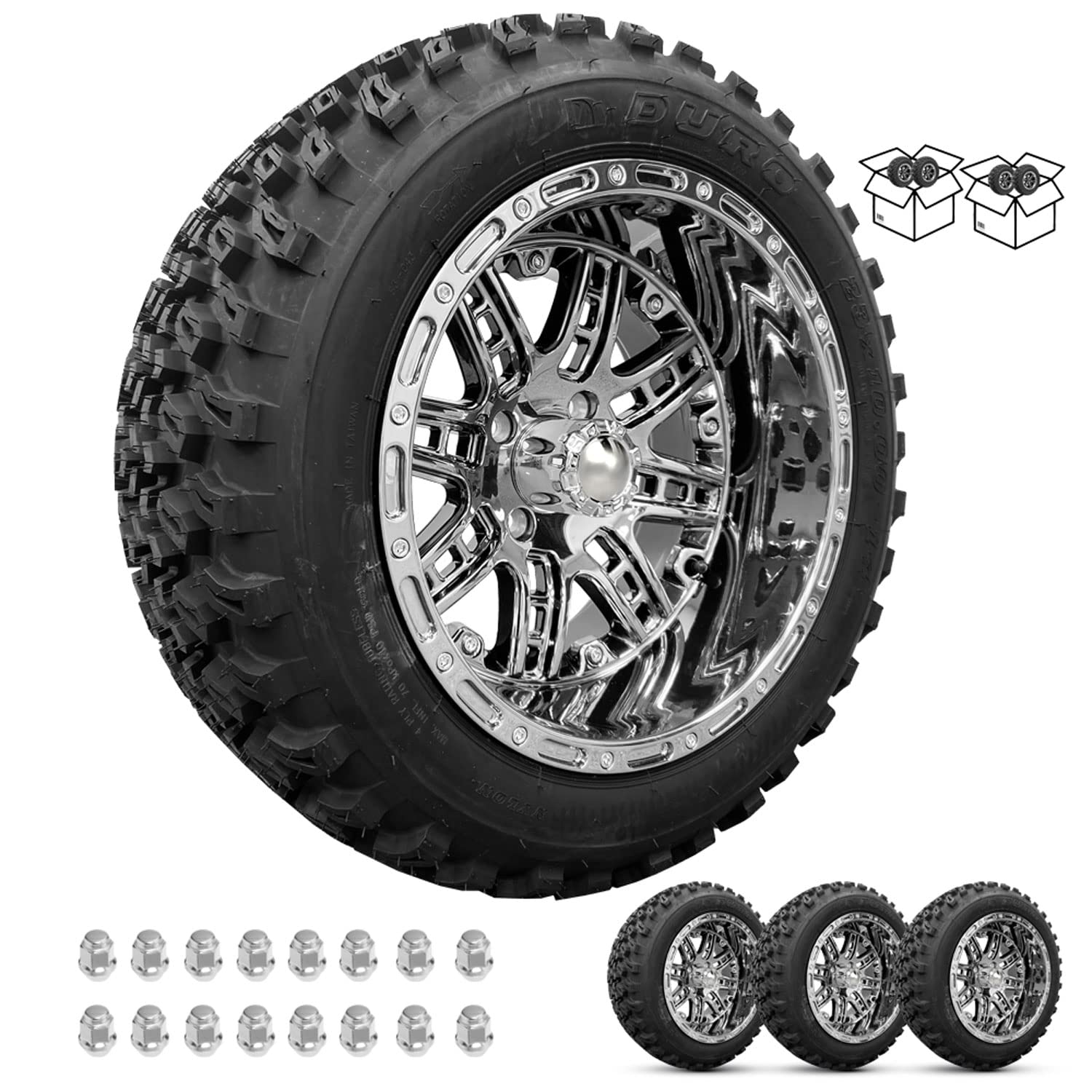 ProFormX Prizm 14" Golf Cart Wheels and Tires Combo Package Set of